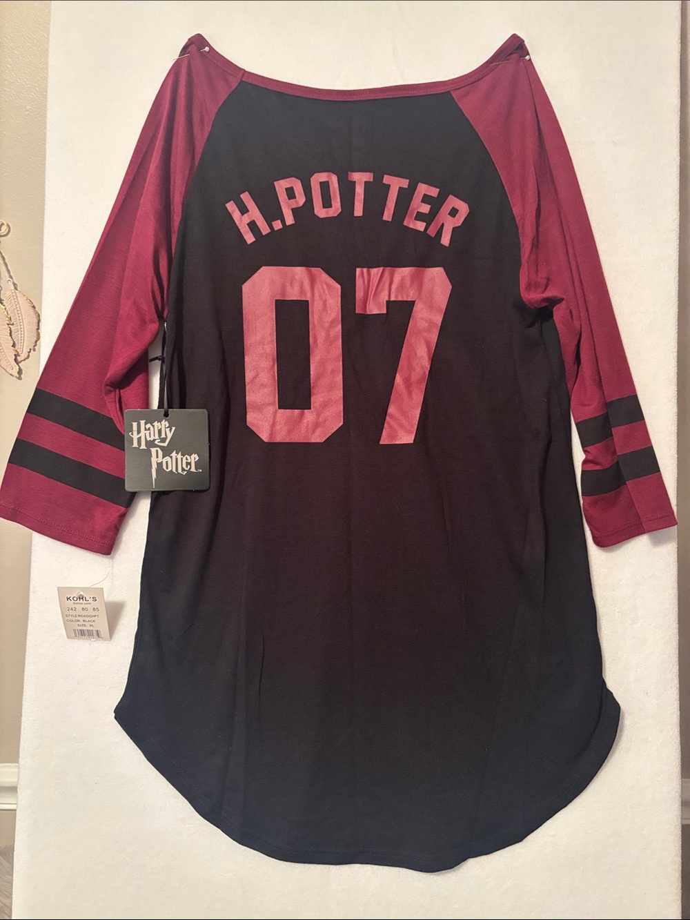 Kohl's Harry Potter Raglan Tee - Black & Burgundy